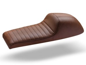 C-Racer Universal Fully Covered Cafe Racer Seat SCR3FC ABS Plastic Material (C Racer – CRR-0028-039 Brown Line Stitching Type Brown Thread Color)